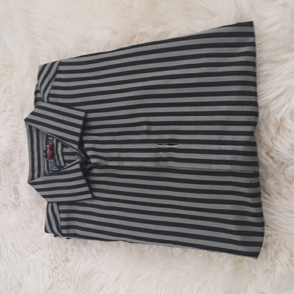 Vintage Cote De France Silk  Shirt Black Stripes Long Sleeve  M